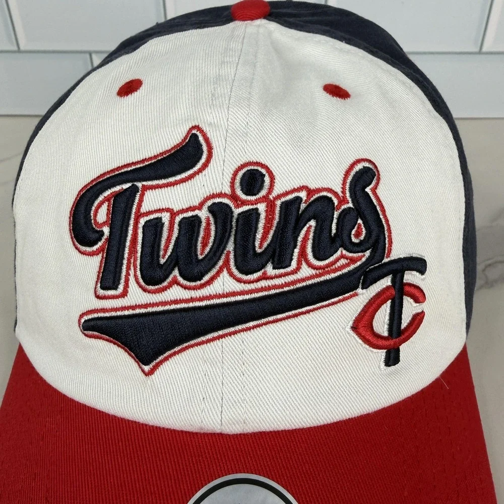 Minnesota Twins Hat Cap Strap Back Mens Adjustable Navy Red 47 Baseball Script